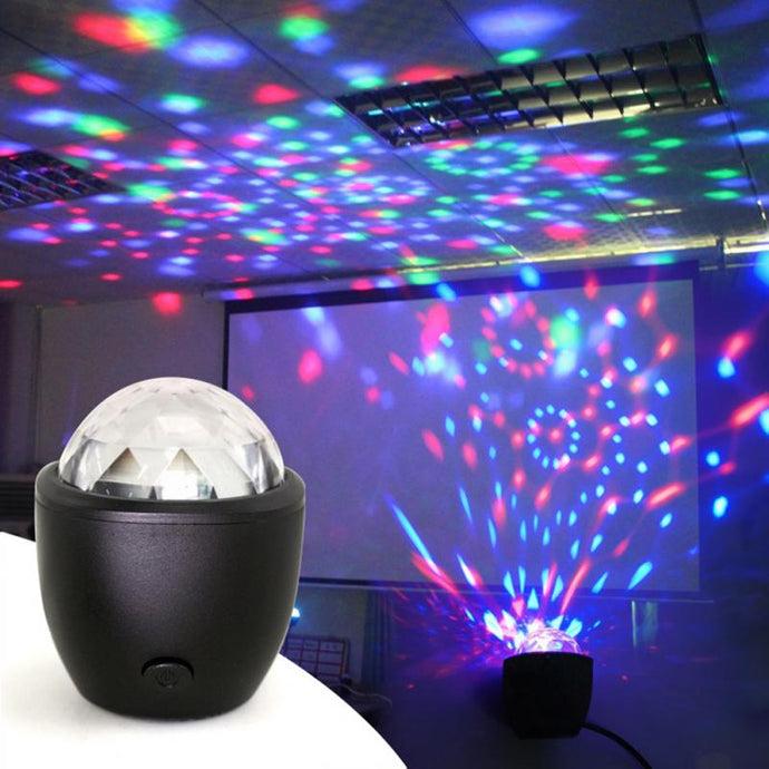Mini Voice Activated USB Crystal Magic Ball Led Stage Disco Ball Projector Party Lights Flash DJ Lights for Home KTV Bar Car